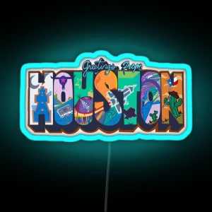 Greetings From Houston Art RGB Neon Sign