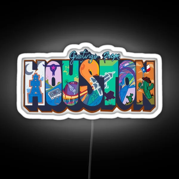 Greetings From Houston Art RGB Neon Sign