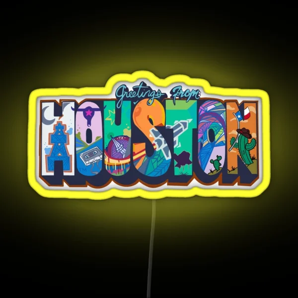 Greetings From Houston Art RGB Neon Sign