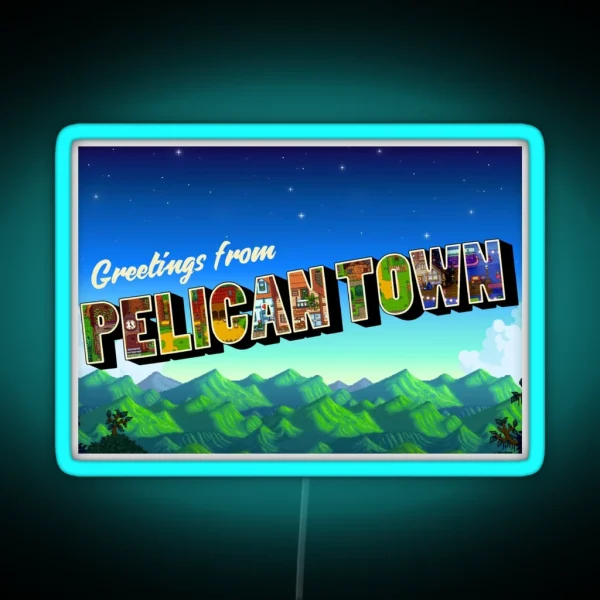 Greetings From Pelican Town Stardew Valley Retro RGB Neon Sign