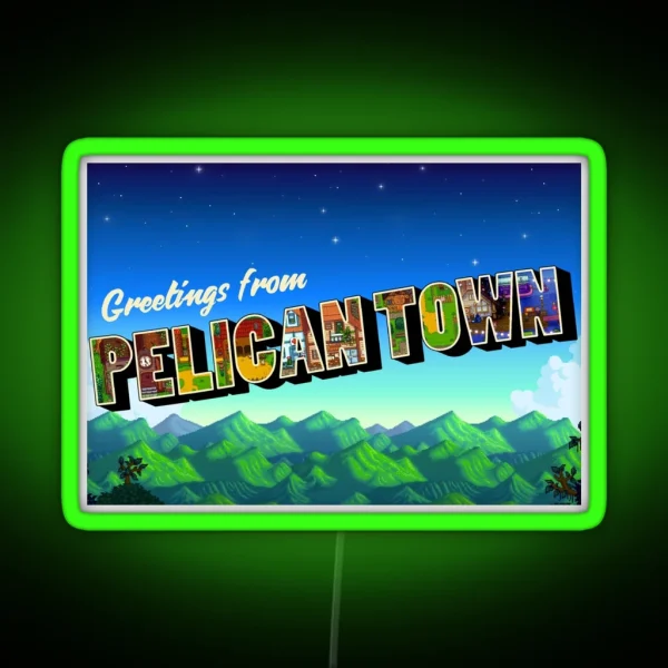 Greetings From Pelican Town Stardew Valley Retro RGB Neon Sign