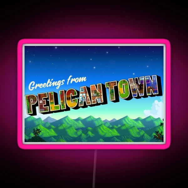 Greetings From Pelican Town Stardew Valley Retro RGB Neon Sign