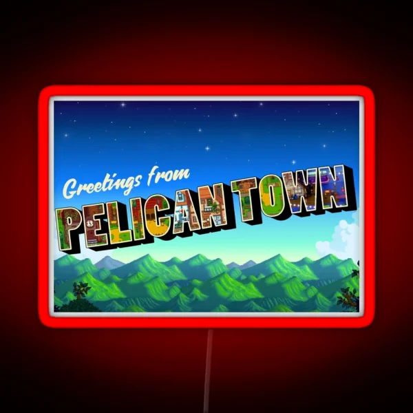 Greetings From Pelican Town Stardew Valley Retro RGB Neon Sign