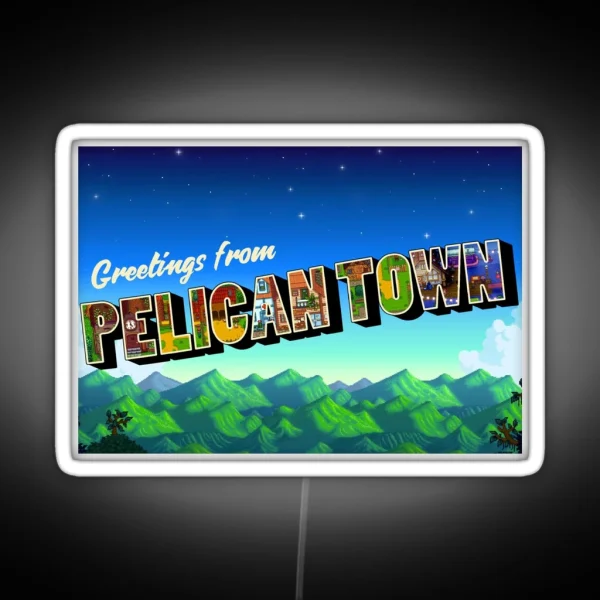 Greetings From Pelican Town Stardew Valley Retro RGB Neon Sign