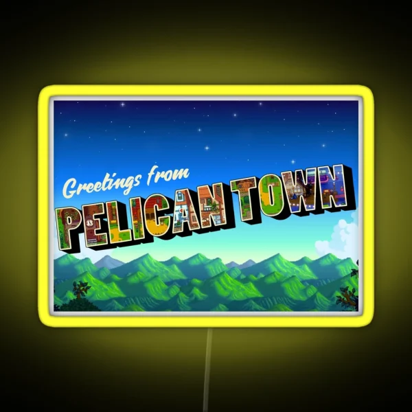 Greetings From Pelican Town Stardew Valley Retro RGB Neon Sign