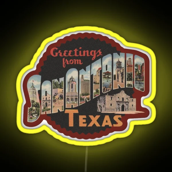 Greetings From San Antonio RGB Neon Sign