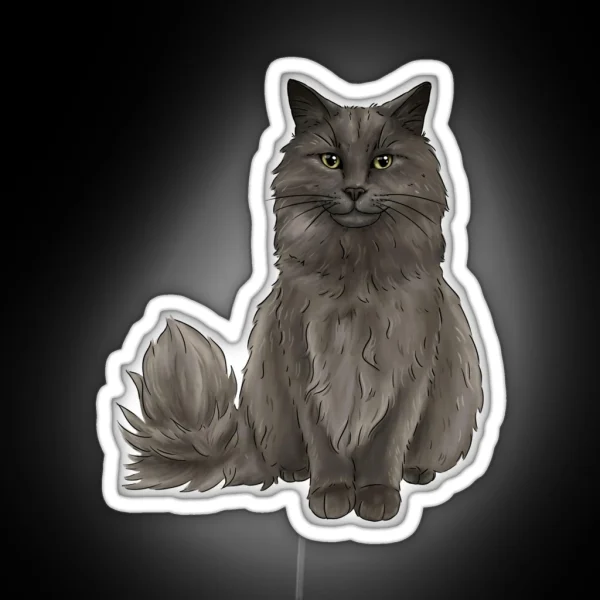 Grey Cat Illustration RGB Neon Sign