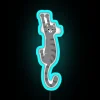 Grey Tabby Cat Hanging On Funny Gray Striped Cat Holding On With Claws RGB Neon Sign - Image 3