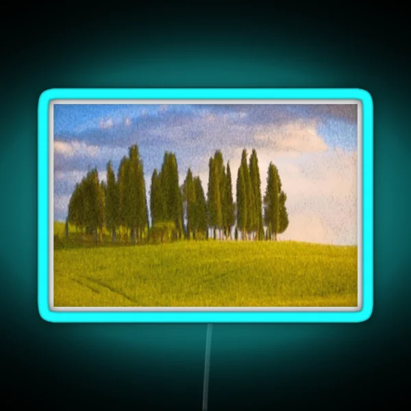 Group Of Cypress Trees In A Painterly Look RGB Neon Sign