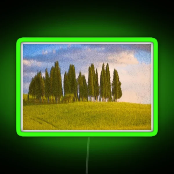 Group Of Cypress Trees In A Painterly Look RGB Neon Sign