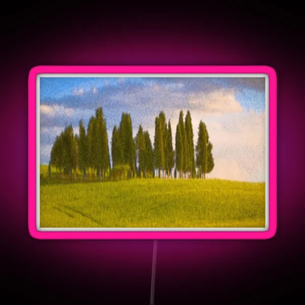 Group Of Cypress Trees In A Painterly Look RGB Neon Sign