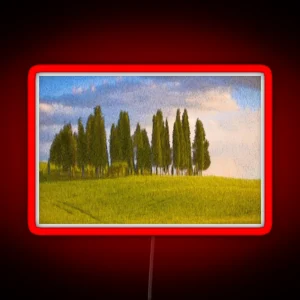 Group Of Cypress Trees In A Painterly Look RGB Neon Sign