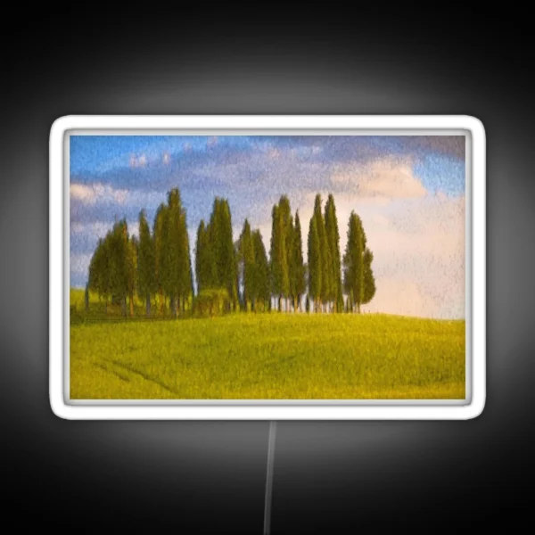 Group Of Cypress Trees In A Painterly Look RGB Neon Sign