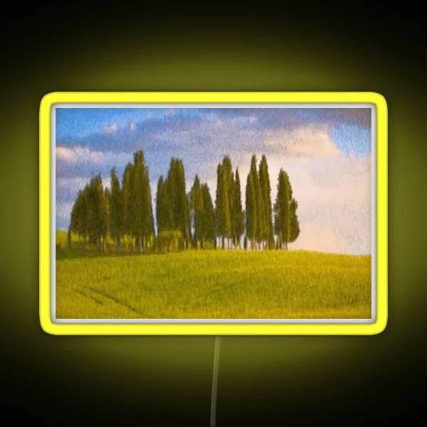 Group Of Cypress Trees In A Painterly Look RGB Neon Sign