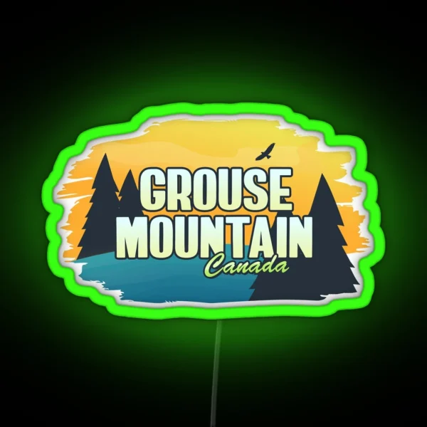 Grouse Mountain Canada Yellow Blue RGB Neon Sign