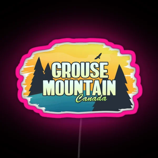 Grouse Mountain Canada Yellow Blue RGB Neon Sign