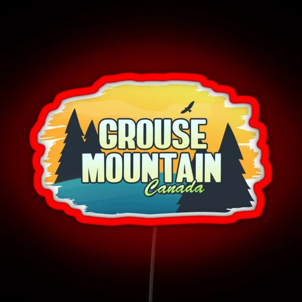 Grouse Mountain Canada Yellow Blue RGB Neon Sign