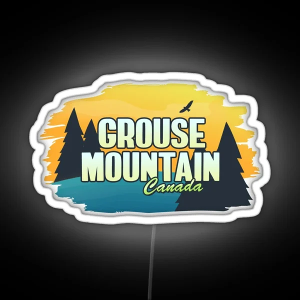 Grouse Mountain Canada Yellow Blue RGB Neon Sign