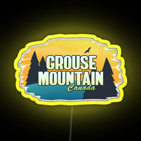 Grouse Mountain Canada Yellow Blue RGB Neon Sign