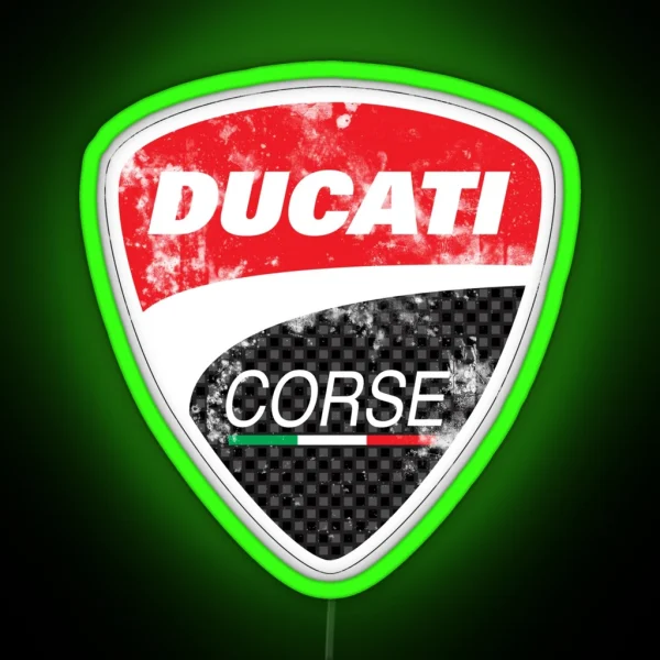 Grungy Ducati Corse Logo RGB Neon Sign