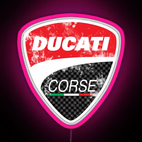 Grungy Ducati Corse Logo RGB Neon Sign