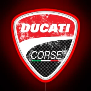 Grungy Ducati Corse Logo RGB Neon Sign