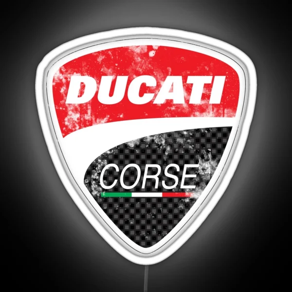 Grungy Ducati Corse Logo RGB Neon Sign