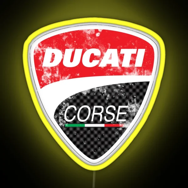 Grungy Ducati Corse Logo RGB Neon Sign