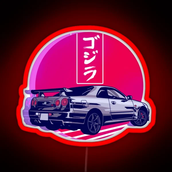 GTR R34 Gojira Sunset RGB Neon Sign