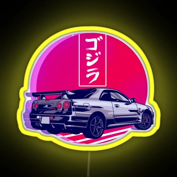 GTR R34 Gojira Sunset RGB Neon Sign