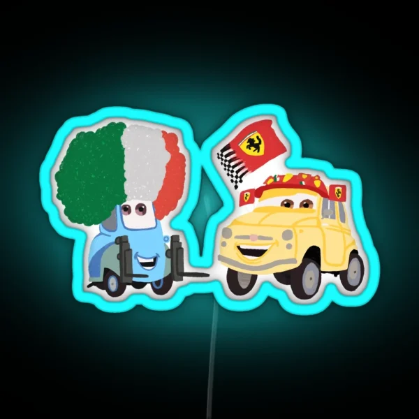 Guido And Luigi Illustration RGB Neon Sign