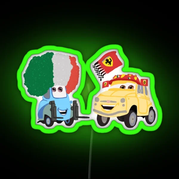 Guido And Luigi Illustration RGB Neon Sign