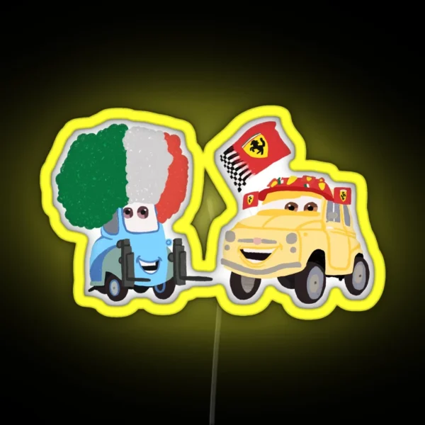 Guido And Luigi Illustration RGB Neon Sign