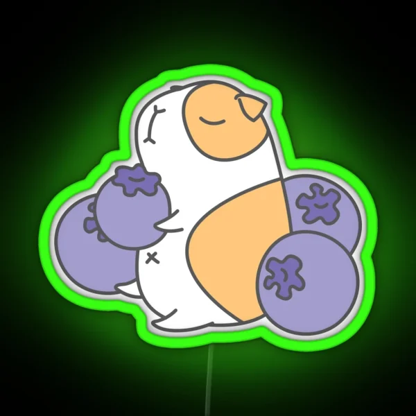 Guinea Pig And Blueberry RGB Neon Sign