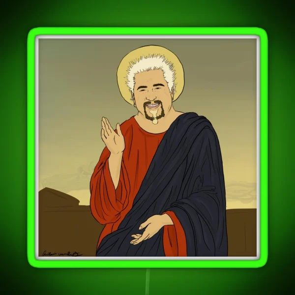 Guy Fieri Jesus RGB Neon Sign