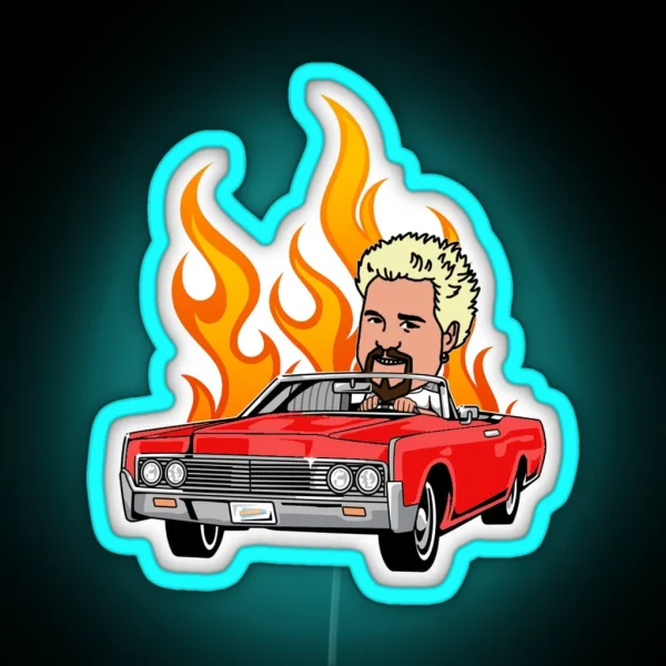 Guy Fieri On The Way To Flavor Town In His Convertible RGB Neon Sign