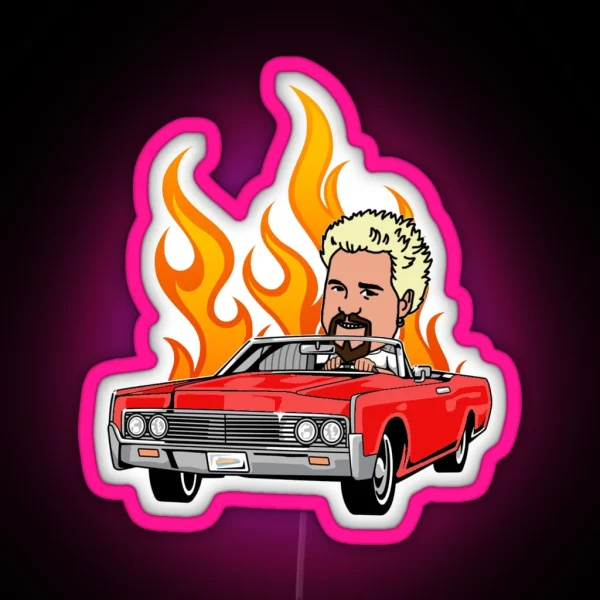 Guy Fieri On The Way To Flavor Town In His Convertible RGB Neon Sign