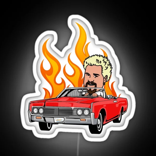 Guy Fieri On The Way To Flavor Town In His Convertible RGB Neon Sign