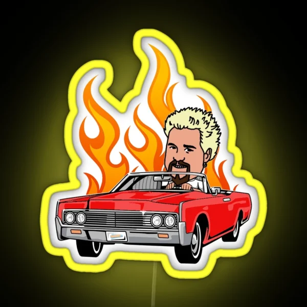 Guy Fieri On The Way To Flavor Town In His Convertible RGB Neon Sign