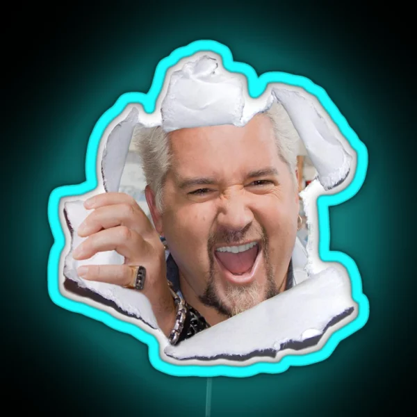 Guy Fieri Popping Out RGB Neon Sign