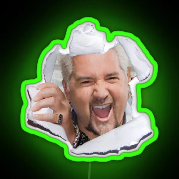 Guy Fieri Popping Out RGB Neon Sign