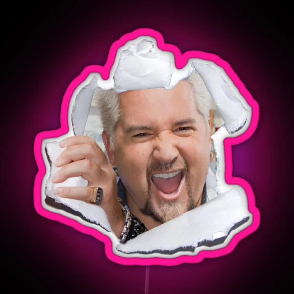 Guy Fieri Popping Out RGB Neon Sign