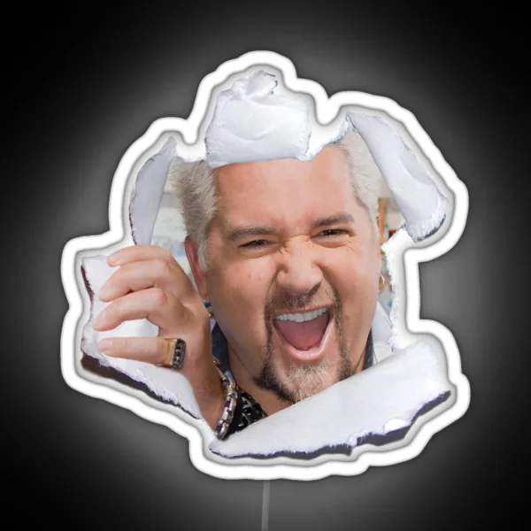 Guy Fieri Popping Out RGB Neon Sign