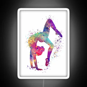 Gymnastics Girl Tumbling Colorful Watercolor Art Gift RGB Neon Sign