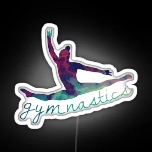 Gymnastics Rainbow Leap Silhouette RGB Neon Sign