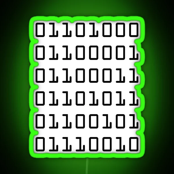 Hacker In Binary RGB Neon Sign