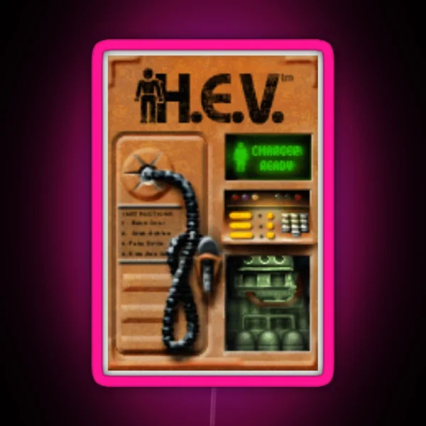 Half Life HEV Charger Design RGB Neon Sign