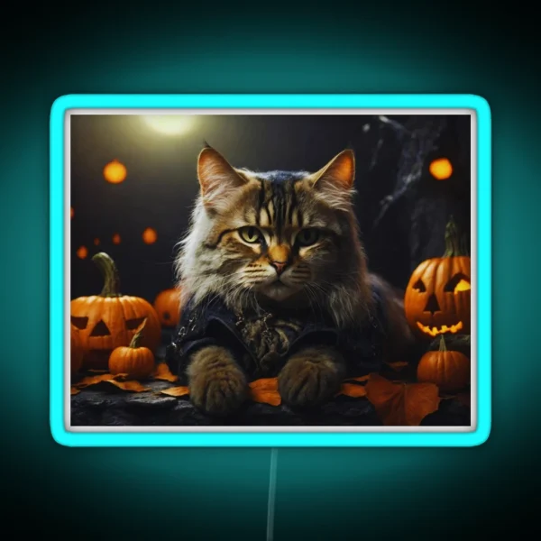 Halloween Cat Artwork RGB Neon Sign