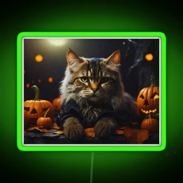 Halloween Cat Artwork RGB Neon Sign