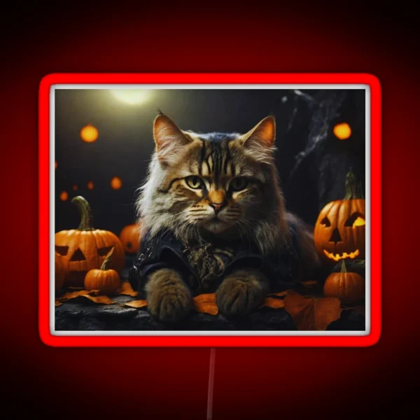 Halloween Cat Artwork RGB Neon Sign